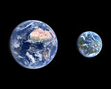 Planet Earth and a terraformed Mars