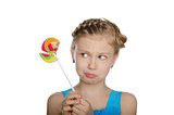 Sad girl with a broken lollipop