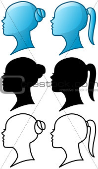 Woman Head Icon and Silhouette Pack