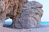 grotto in the rock on the sea beach