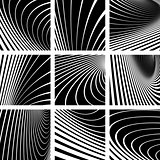 Abstract backgrounds set. Illusion of whirl motion.