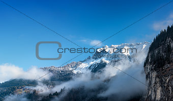 View of the Bernese Alps from Lauterbrunnen. Switzerland. 