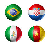 Brazil world cup 2014 group A flags on soccer balls