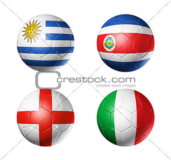 Brazil world cup 2014 group D flags on soccer balls