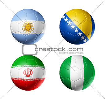 Brazil world cup 2014 group F flags on soccer balls