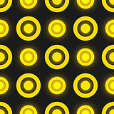 Black and yellow colored retro seamless vector pattern with circles