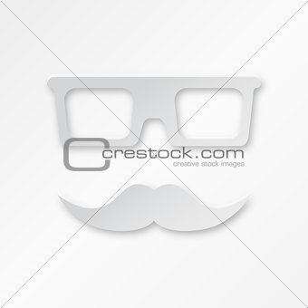 Vector Paper Hipster Background With Glasses And Mustache
