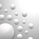 Vector abstract background with white glossy spheres