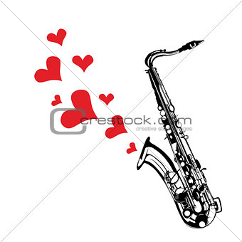 Music saxophone illustration playing a love song