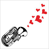 Heart love music trumpet playing a song for valentine day