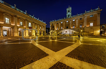 Piazza del Campidoglio on Capitoline Hill with Palazzo Senatorio