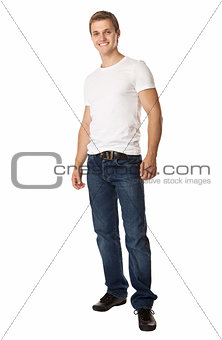 Full length of a cute young man in jeans and t-shirt