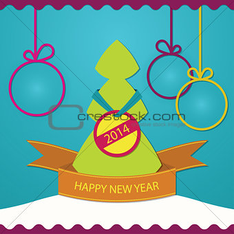 New Year Greeting Card Christmas Tree