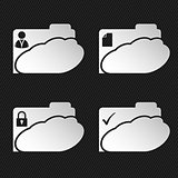 Cloud network folder icons on black