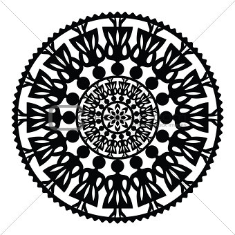 Polish traditional folk pattern in circle with women