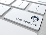 Live Support on White Keyboard Button.