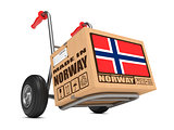 Made in Norway - Cardboard Box on Hand Truck.