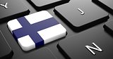Finland - Flag on Button of Black Keyboard.