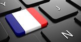 France - Flag on Button of Black Keyboard.