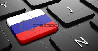 Russia - Flag on Button of Black Keyboard.