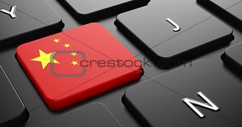 China - Flag on Button of Black Keyboard.