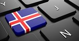 Iceland - Flag on Button of Black Keyboard.