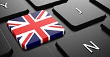 United Kingdom - Flag on Button of Black Keyboard.