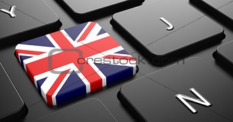 United Kingdom - Flag on Button of Black Keyboard.