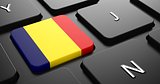 Romania - Flag on Button of Black Keyboard.