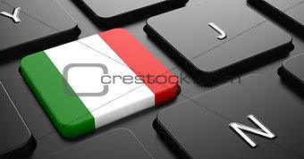 Italy - Flag on Button of Black Keyboard.