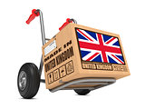 Made in UK - Cardboard Box on Hand Truck.