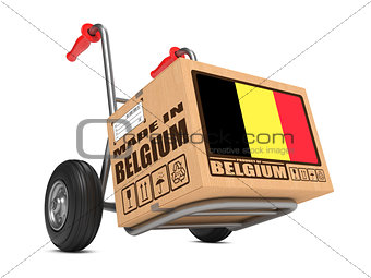 Made in Belgium - Cardboard Box on Hand Truck.