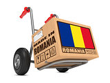 Made in Romania - Cardboard Box on Hand Truck.