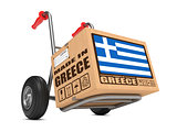 Made in Greece - Cardboard Box on Hand Truck.
