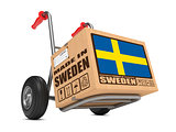 Made in Sweden - Cardboard Box on Hand Truck.