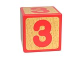 Number 3 - Childrens Alphabet Block.