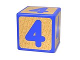 Number 4 - Childrens Alphabet Block.