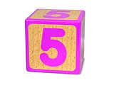 Number 5 - Childrens Alphabet Block.