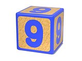 Number 9 - Childrens Alphabet Block.