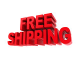 Free Shipping - Red Text Isolated on White.