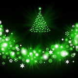 Christmas tree from green snowflakes