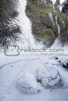 Horsetail falls Frozen in Winter Vertical