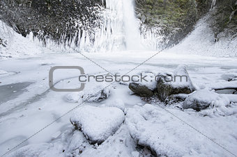 Horsetail falls Frozen in Winter