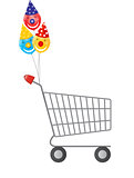 Vector illustration of  empty supermarket shopping cart icon iso