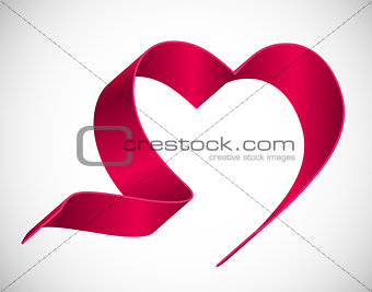 Heart from Red Ribbon Vector Illustration