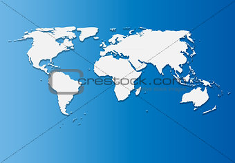 Paper World Map on Blue Background Vector Illustration