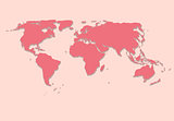 Paper World Map on Pink  Background Vector Illustration