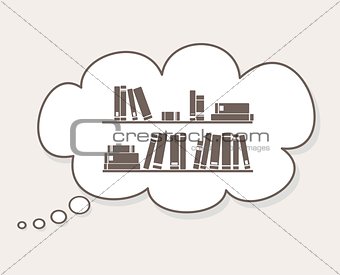 Thinking about learning, study, knowledge or library, - vector books