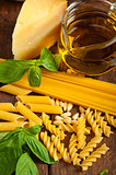 Italian basil pesto pasta ingredients