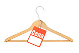 Coat hanger and polish price tag